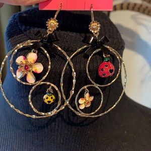Betsey Johnson vintage secret garden hoop earrings